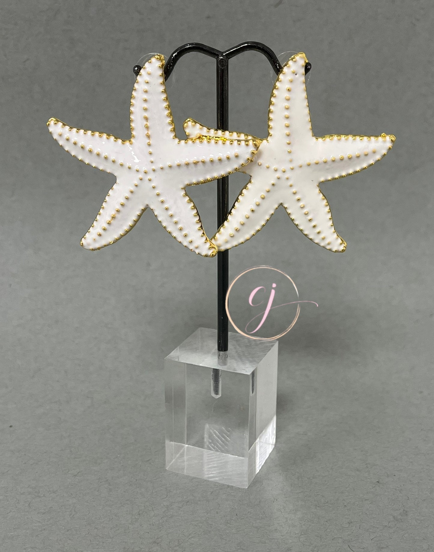 White Starfish Earrings
