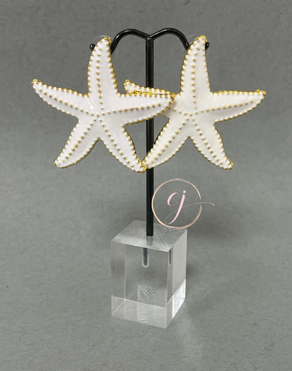 White Starfish Earrings