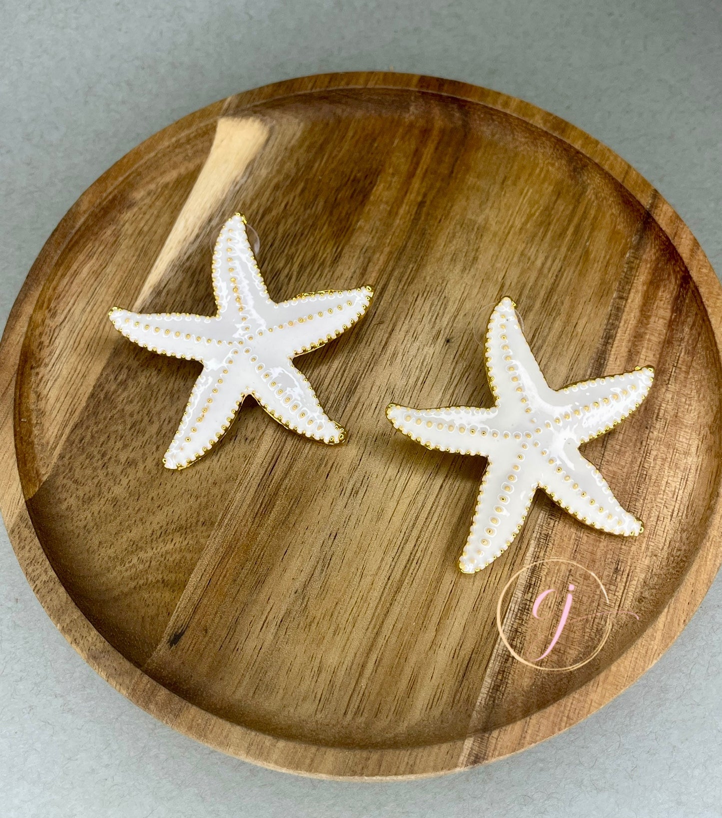 White Starfish Earrings