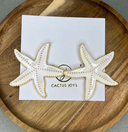 White Starfish Earrings