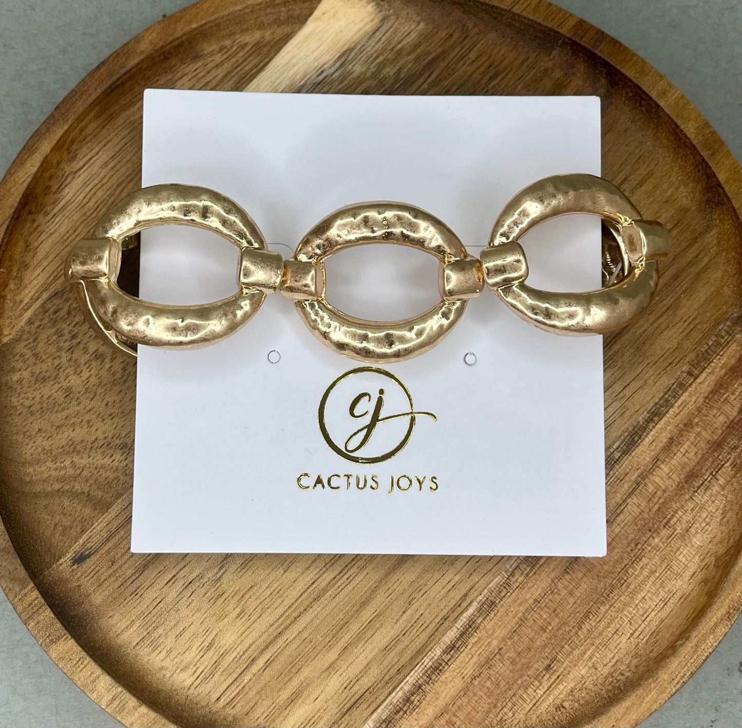 Gold Matte Stretchy Link Bracelet