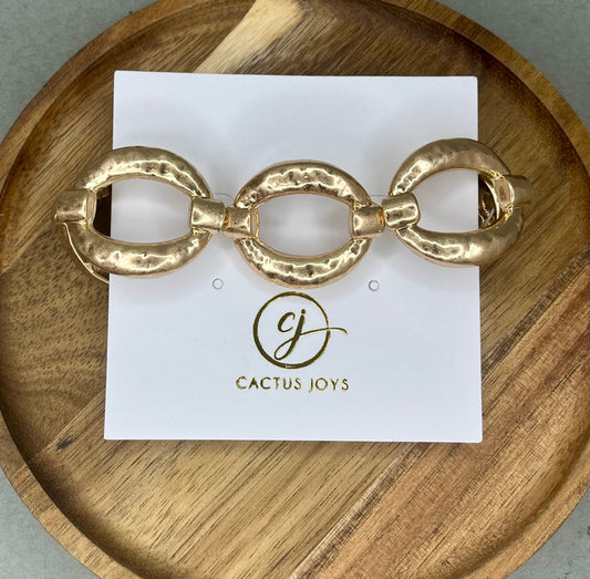 Gold Matte Stretchy Link Bracelet