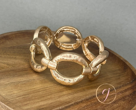 Gold Matte Stretchy Link Bracelet