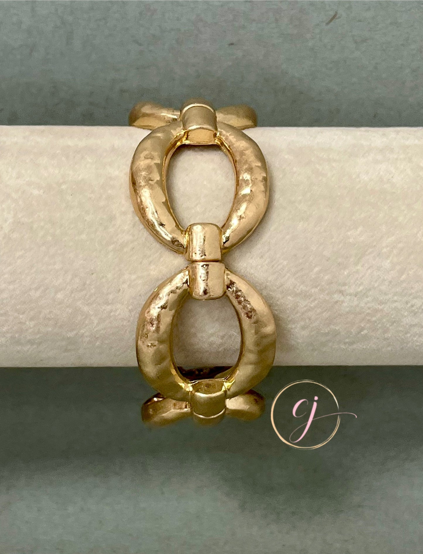 Gold Matte Stretchy Link Bracelet