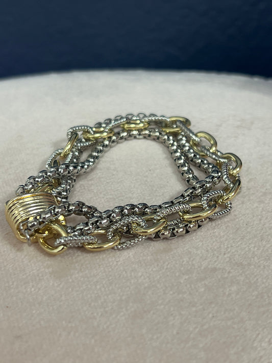Three Stand Magnetic Mix Metal Bracelet