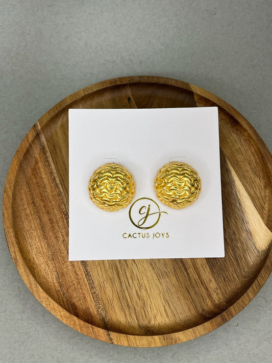Luxe Round Gold Stud Earrings
