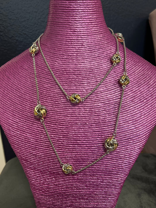Mix Metal Long Cluster Necklace