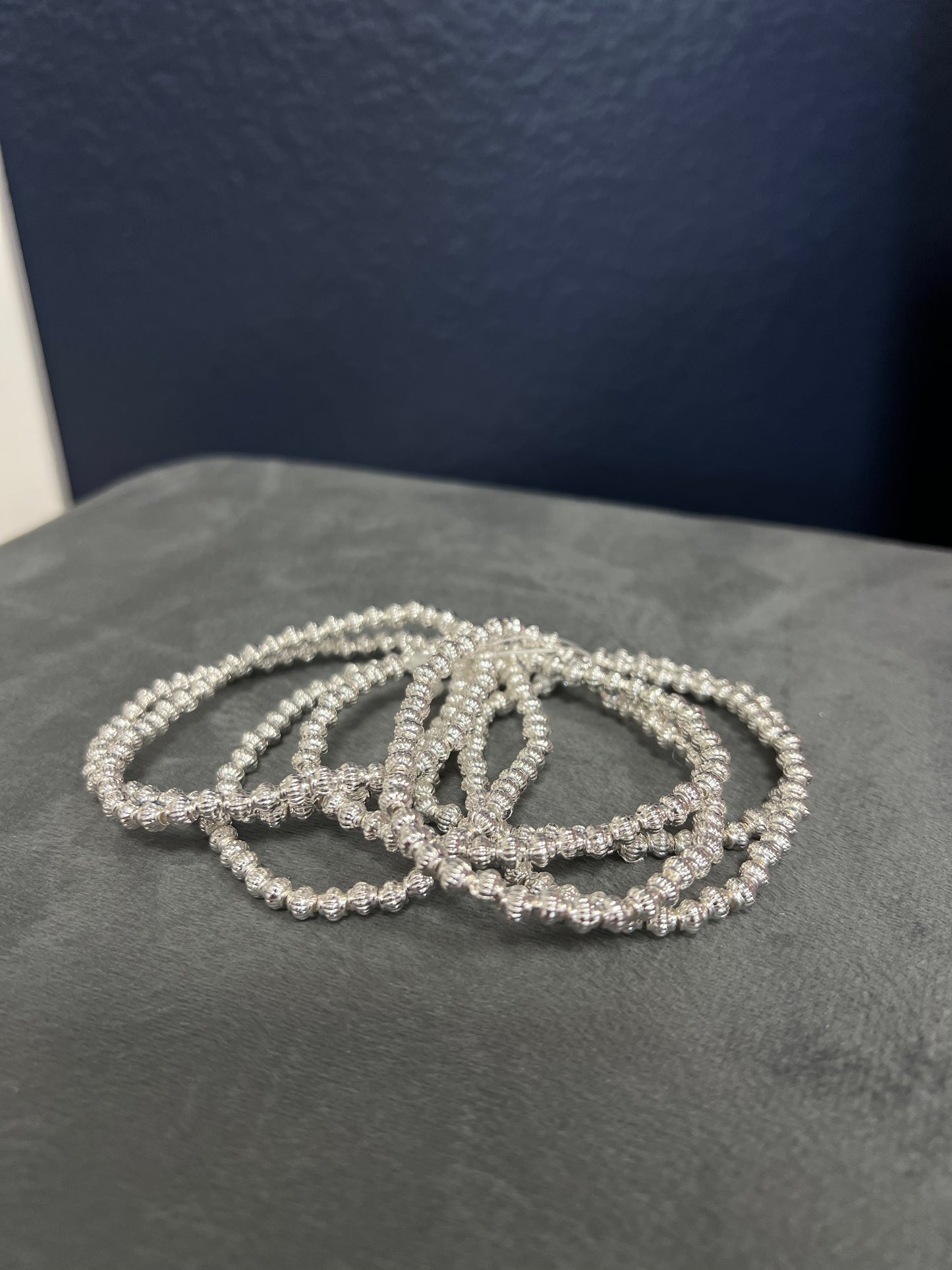 Textured Bead Set of 7 Bracelet (Silver and Gold)