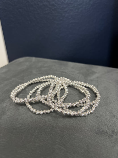 Textured Bead Set of 7 Bracelet (Silver and Gold)