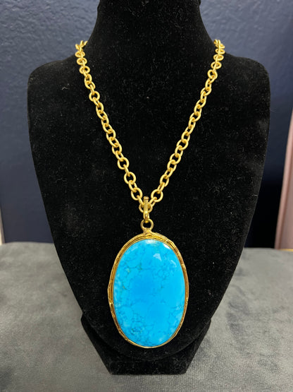 Lux Gold Turquoise Pendent Necklace