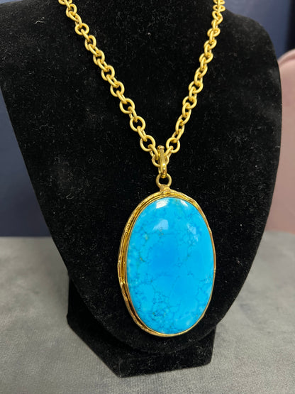 Lux Gold Turquoise Pendent Necklace