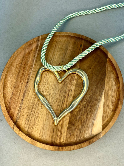 Mint Rope Heart Necklace