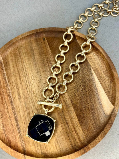 Antique Black Pendant Necklace