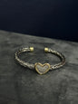 Mix Metal Rope Bracelet with Diamond Heart