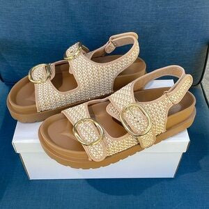 Natural Woven Buckle Sandal