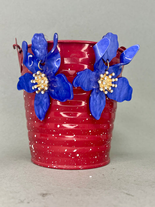 Navy Flower Earrings