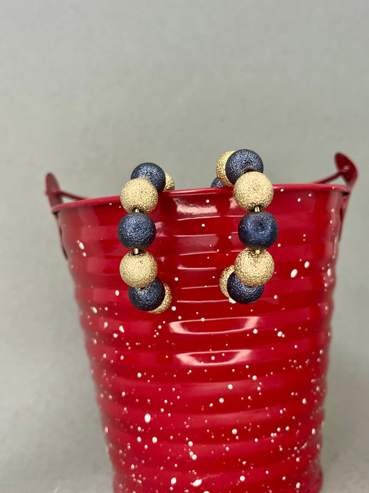 Navy & Gold Bead Hoops