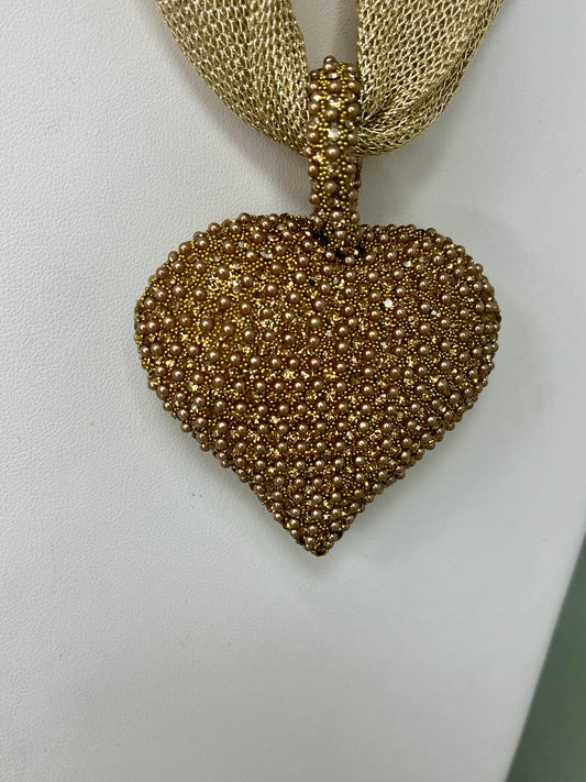 Gold Rope Heart Necklace