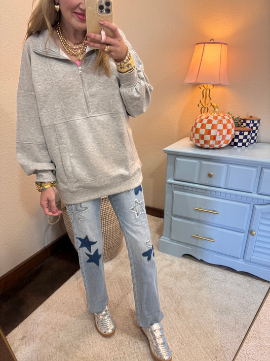 Gray Scuba Half Zip Top