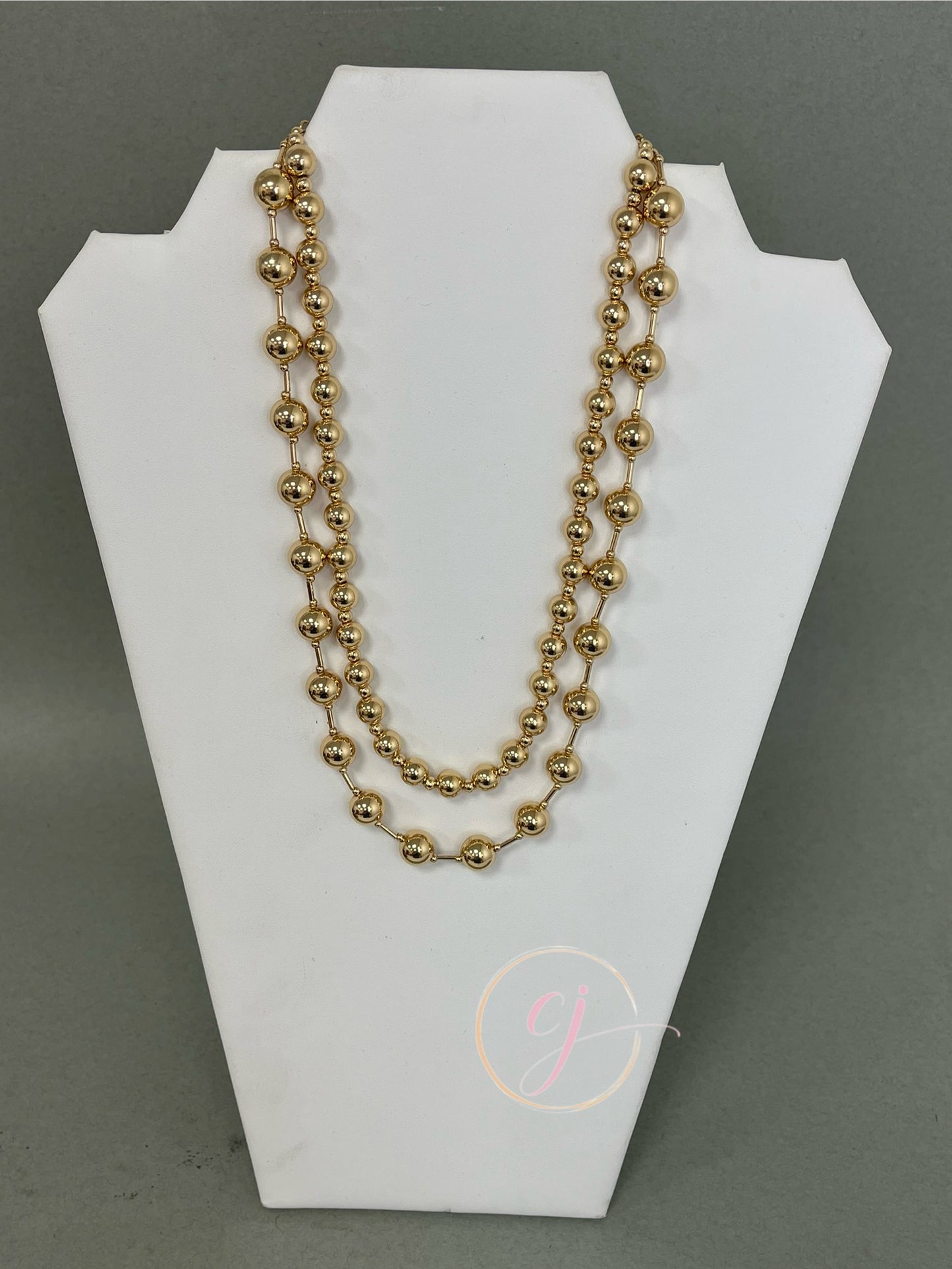 Gold Bead Double Layer Adjustable Necklace
