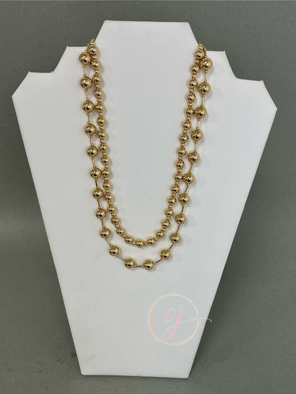 Gold Bead Double Layer Adjustable Necklace