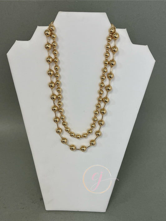 Gold Bead Double Layer Adjustable Necklace