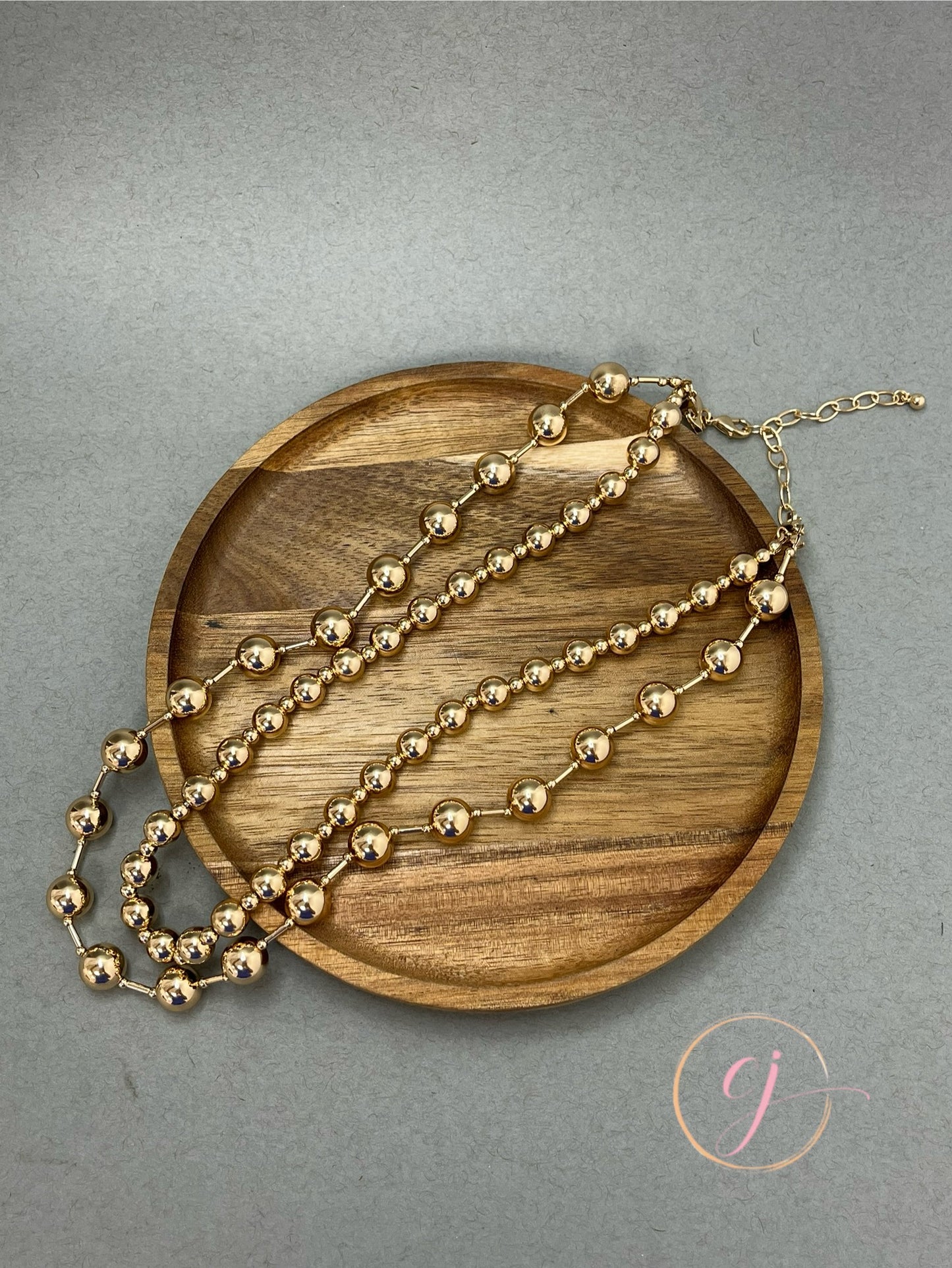 Gold Bead Double Layer Adjustable Necklace