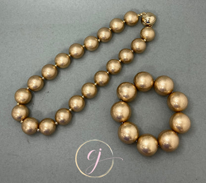 Soft Finish Large Gold Stretch Bracelet