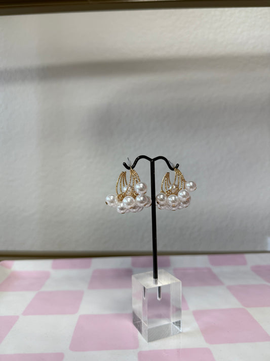 Mini Pearl Cluster Hoop (Gold and Silver)