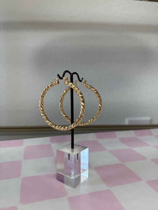 Medium Rope Shiny Twist Hoop (Gold and Silver)