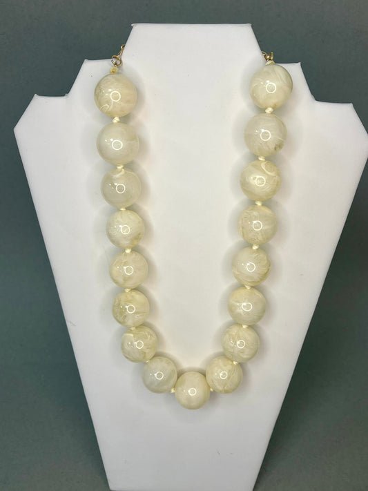 XL White Bead Adjustable Necklace