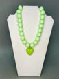 Large Colored Bead Necklace With Puffy Heart