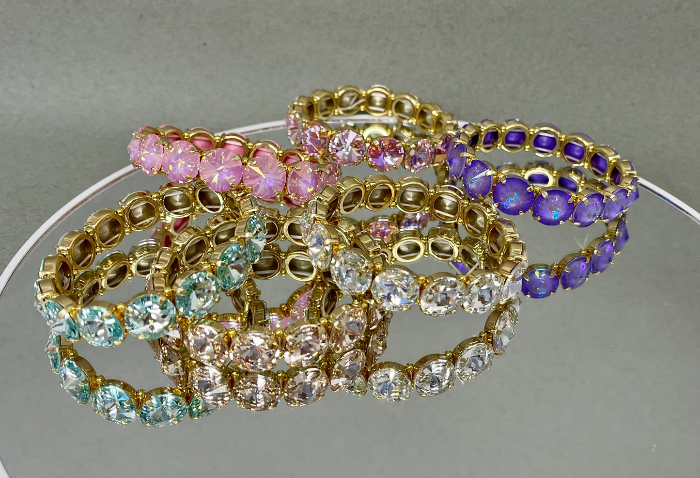 Large Crystal Stretchy Bracelet- 6 Colors