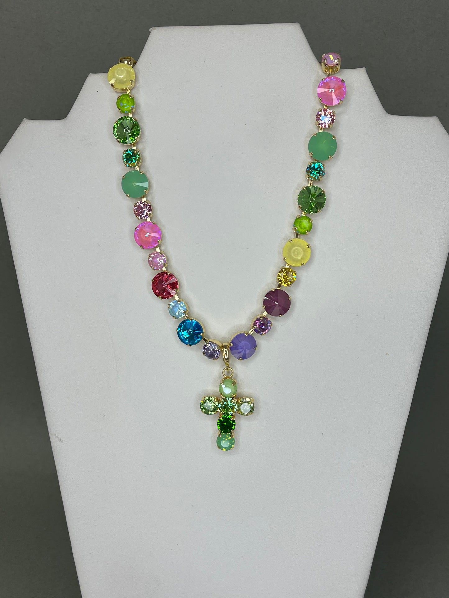 Crystal Cross Pendant- 6 Colors