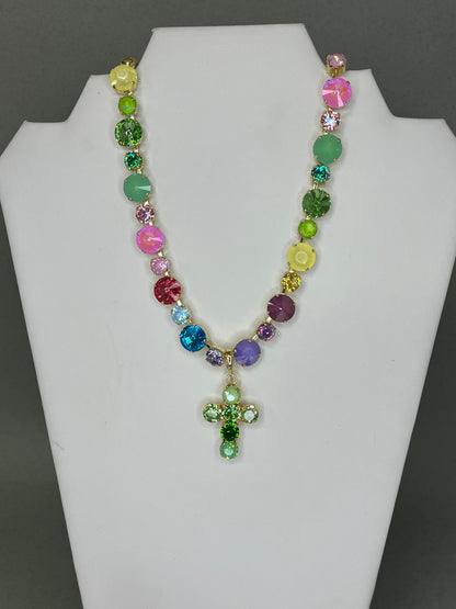 Crystal Cross Pendant- 6 Colors
