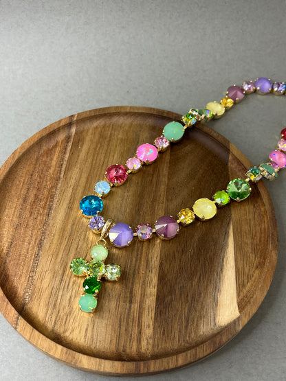 Crystal Cross Pendant- 6 Colors