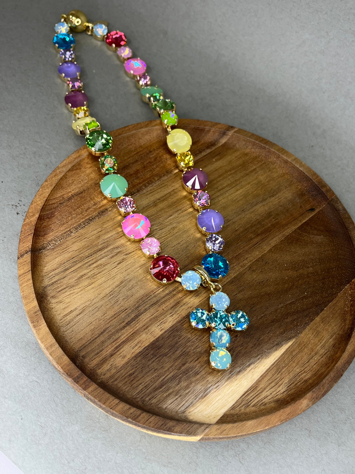 Crystal Cross Pendant- 6 Colors
