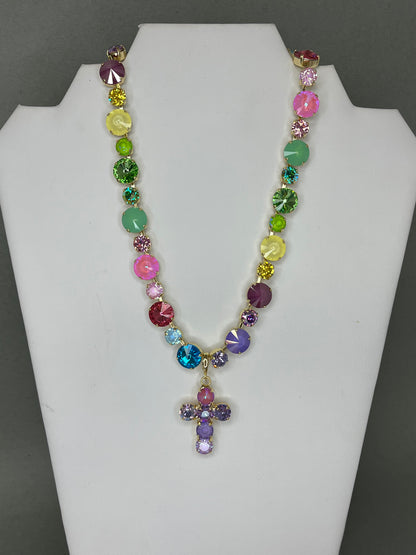 Crystal Cross Pendant- 6 Colors