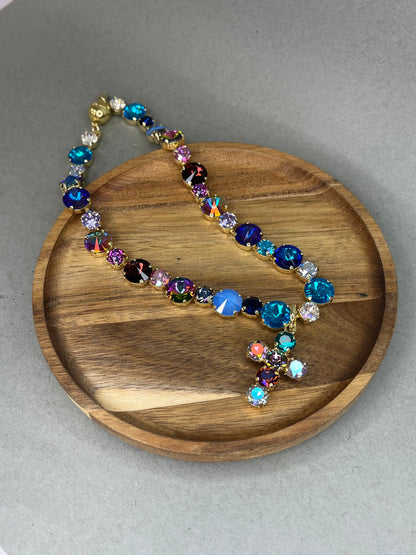 Crystal Cross Pendant- 6 Colors