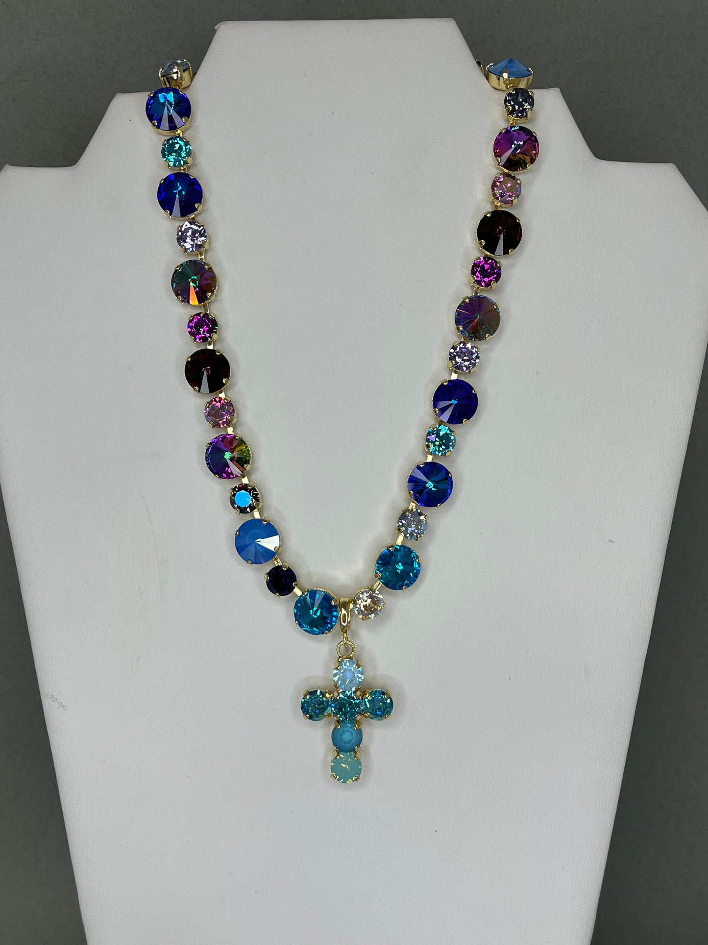 Crystal Cross Pendant- 6 Colors