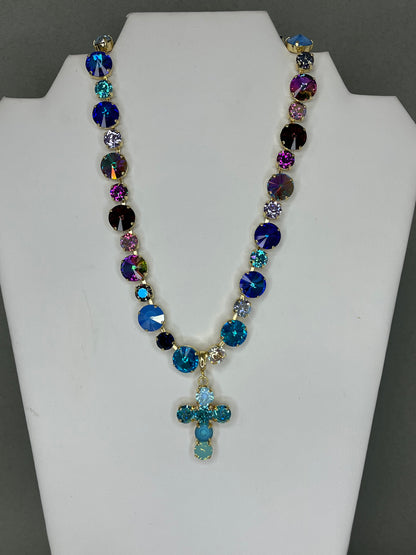 Crystal Cross Pendant- 6 Colors