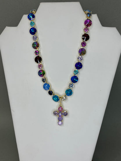 Crystal Cross Pendant- 6 Colors