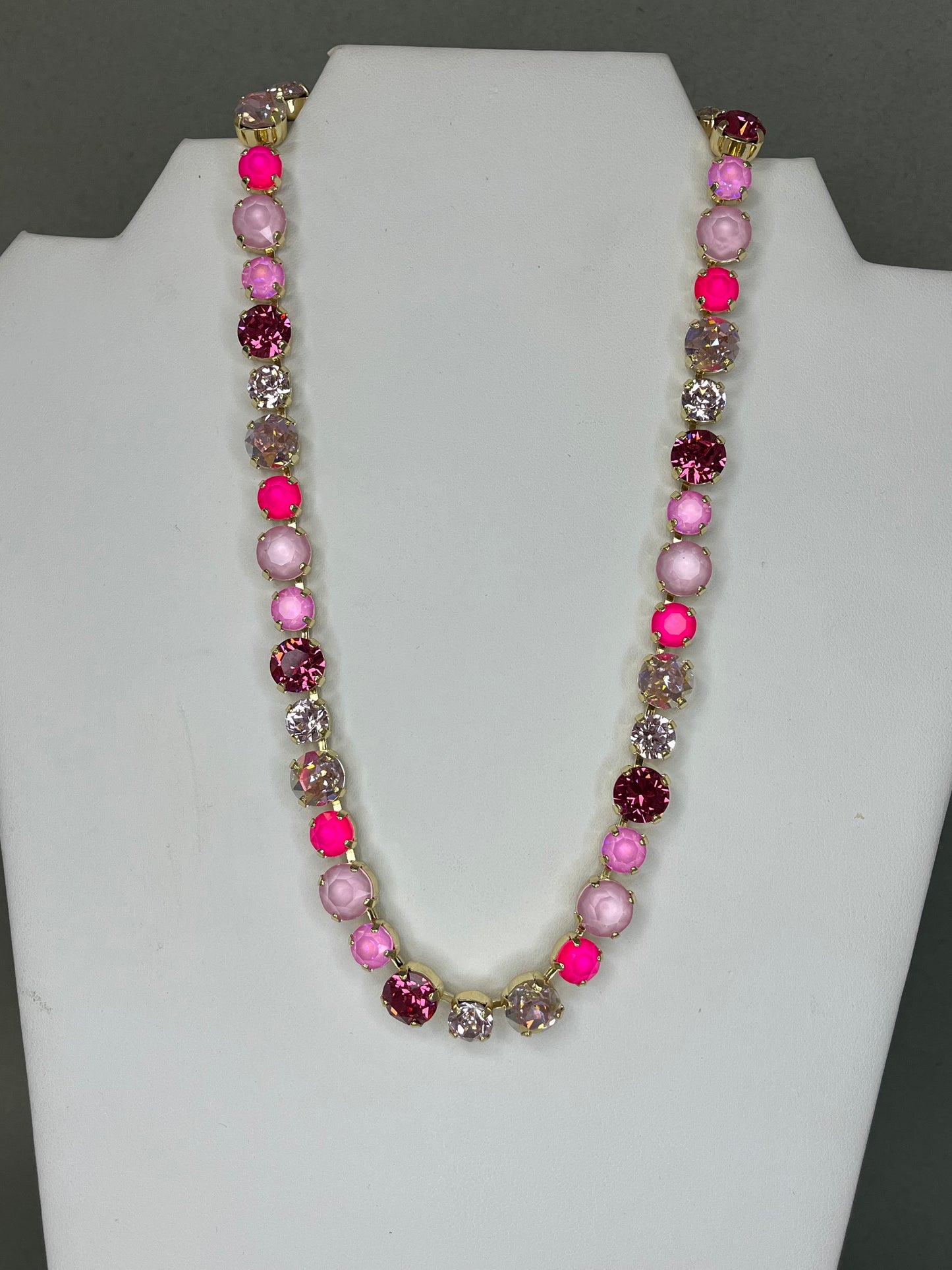 Multi Pink Crystal Adjustable Necklace