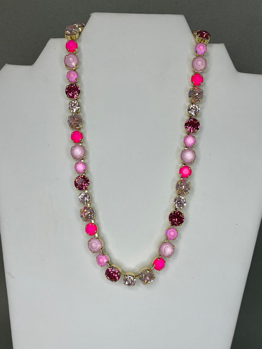 Multi Pink Crystal Adjustable Necklace