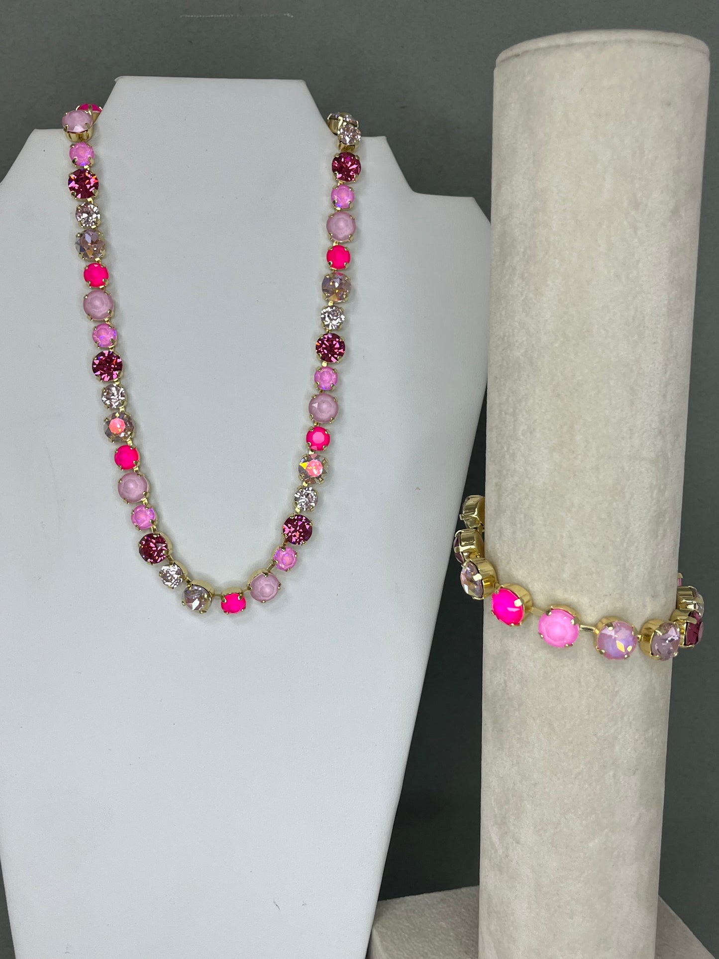 Multi Pink Crystal Adjustable Necklace
