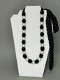 Black Polka Dot Pearl Scarf Necklace
