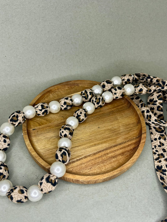 Leopard Pearl Scarf Necklace