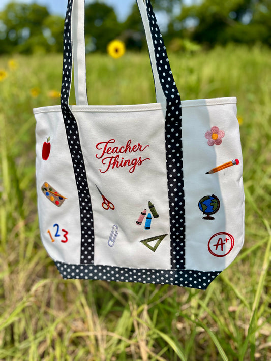 Embroidered Teacher Tote