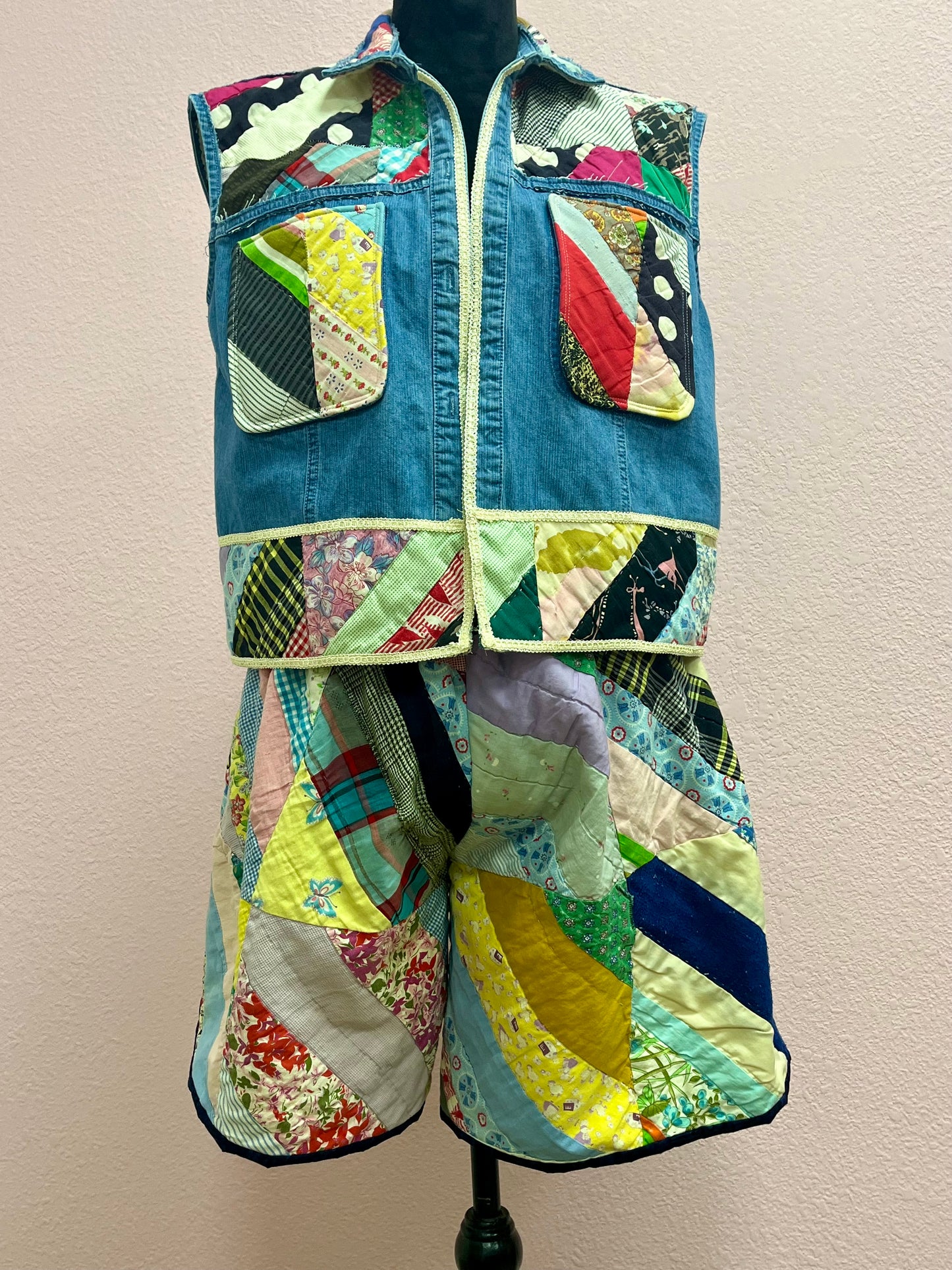 Handmade Quilted Short & Vest Set #310