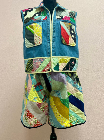 Handmade Quilted Short & Vest Set #310
